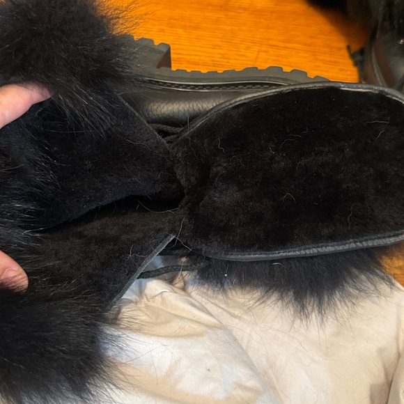 Barneys New York Black Fox Fur-Trimmed M6 Combat Boots - Picture 7 of 7